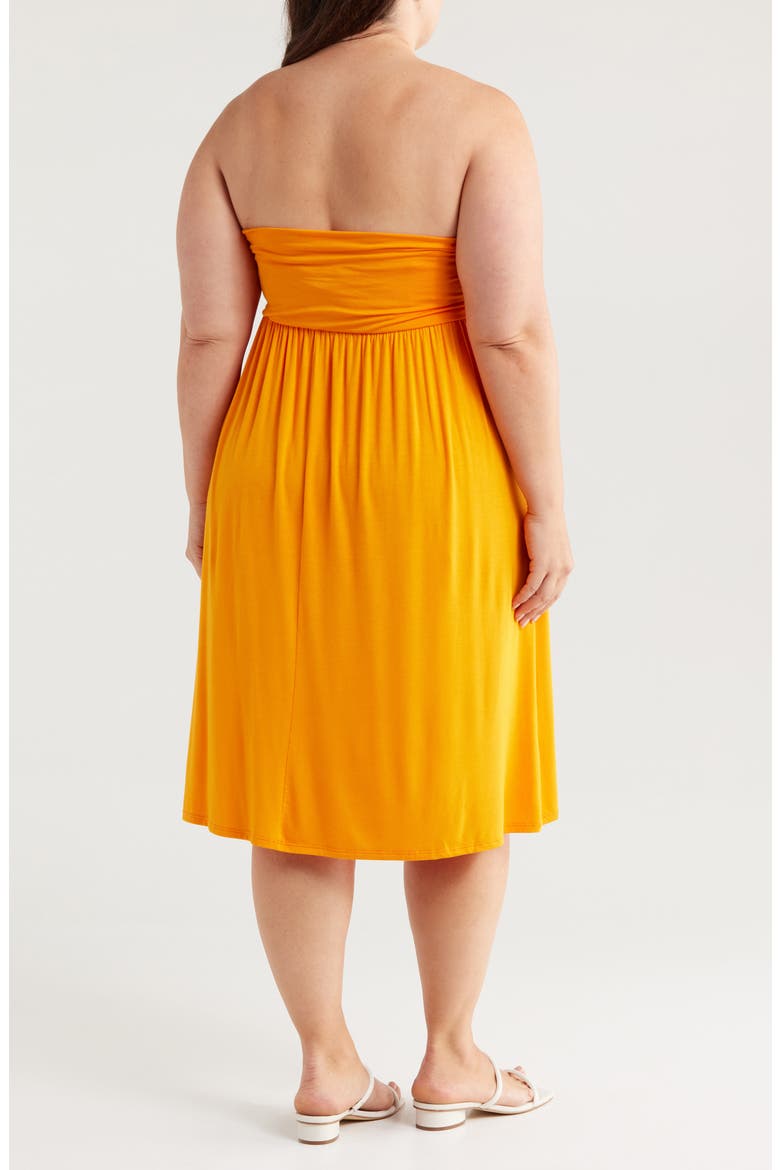 Strapless Jersey Midi Dress, Alternate, color, ORANGE