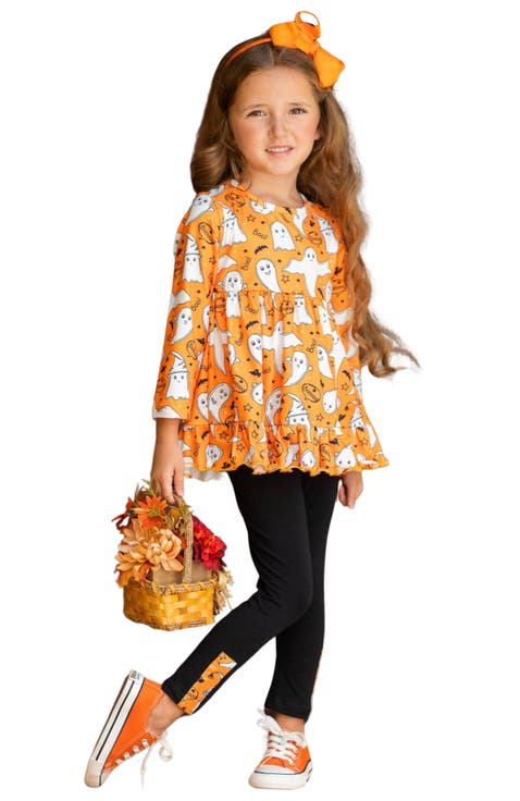 Fun-tastic Flying Ghosts Halloween Legging Set (Toddler, Little Kid & Big Kid)