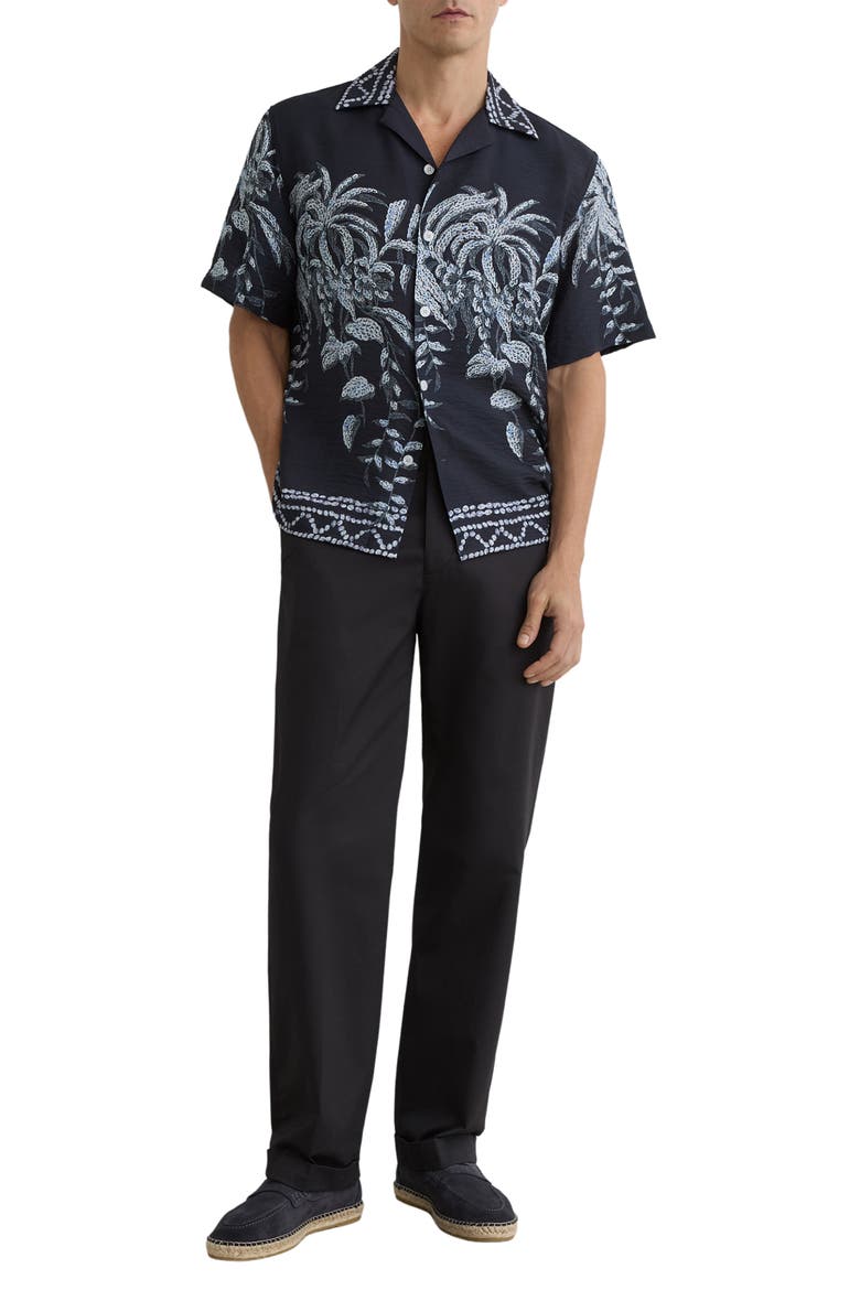 Camino Short Sleeve Button-Up Shirt, Alternate, color, NAVY