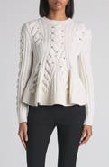 McQueen Cable Knit Peplum Sweater