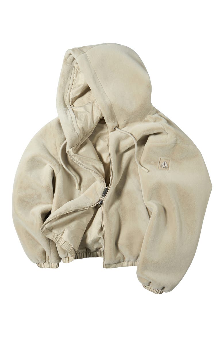 Eaton Bunny Reversible Faux Fur Hooded Jacket, Alternate, color, ALABASTER/ MONOGRAM