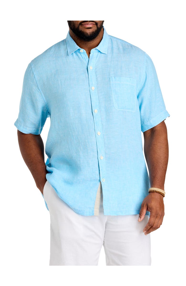 Tommy Bahama Big & Tall Breezer Linen Sport Shirt, Main, color, Glass Bead Blue