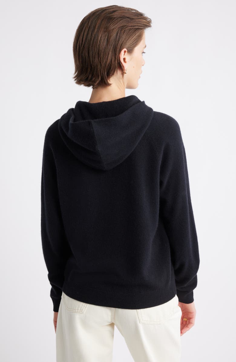 Nordstrom Cashmere Sweater Hoodie, Alternate, color, Black Rock