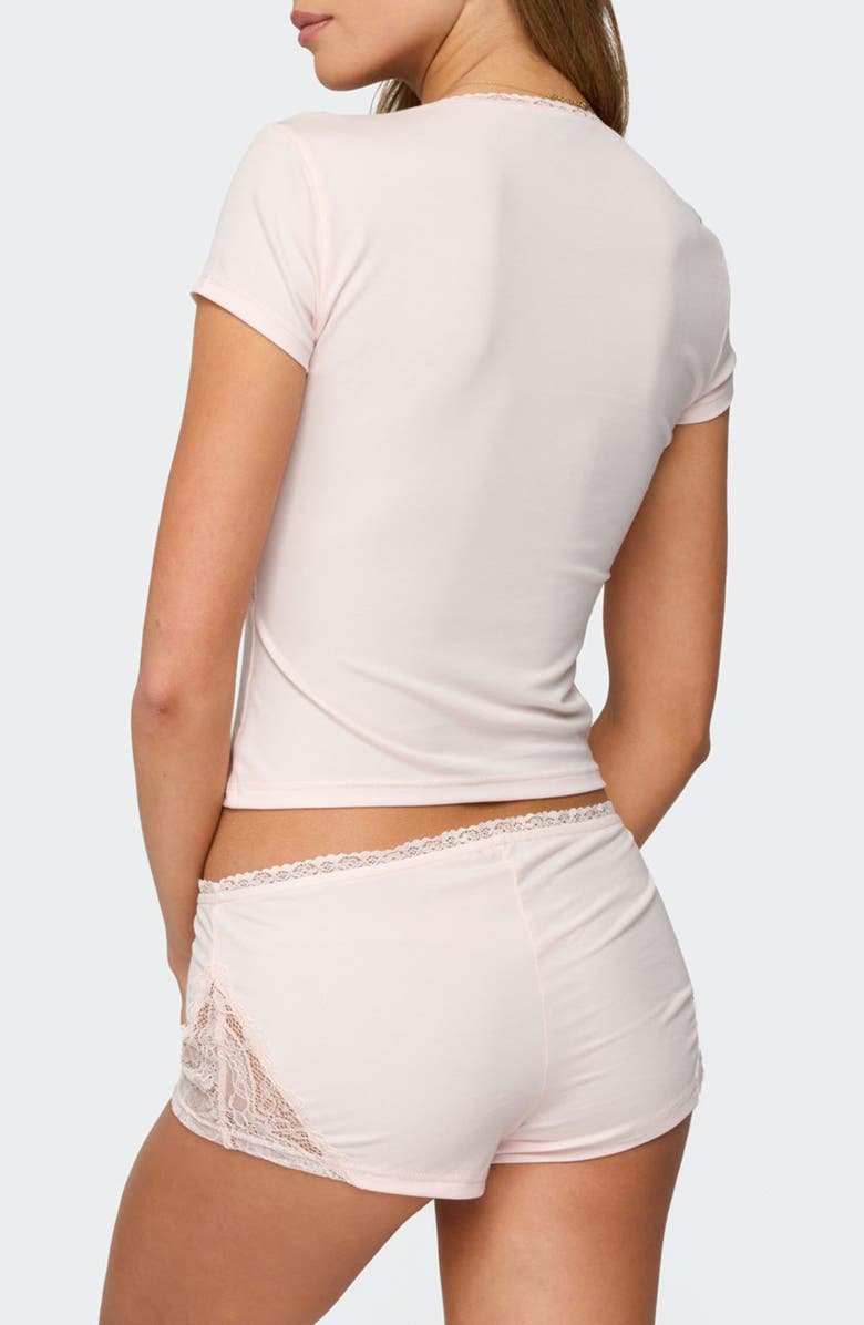 EDIKTED Arcadia Lace Trim Crop Top, Alternate, color, Light-Pink