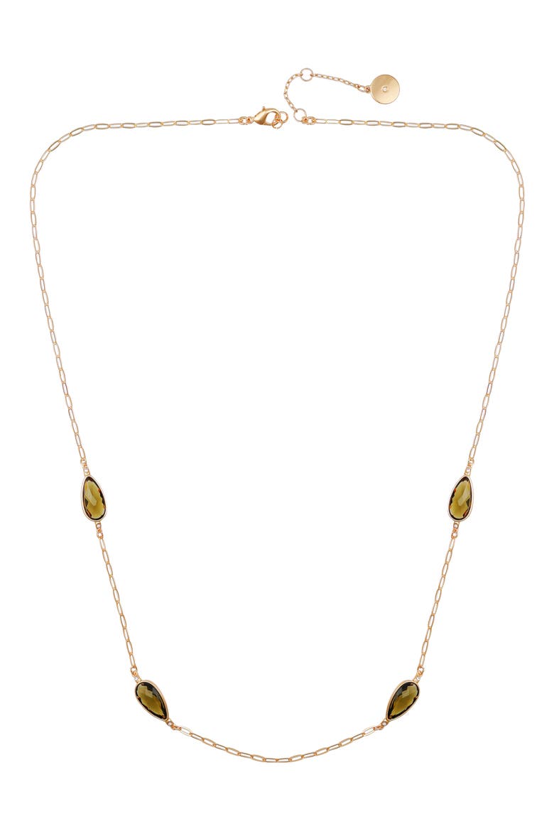 Oval Station Necklace, Alternate, color, OLIVE/ GOLD TONE
