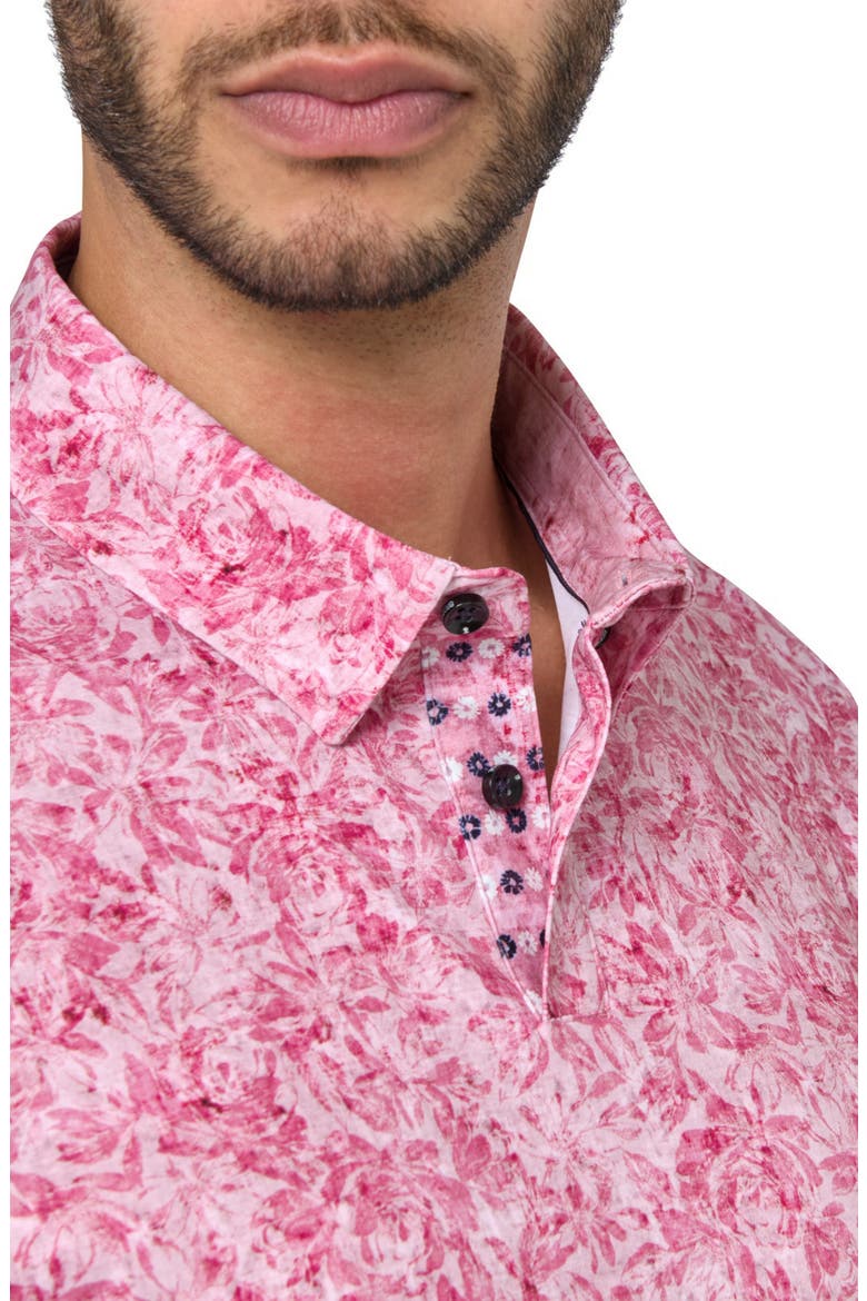 Slim Fit Abstract Floral Short Sleeve Polo, Alternate, color, TERRACOTTA