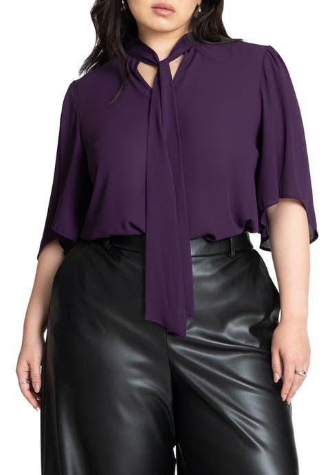 Bow Blouse With Flutter Sleeve (Plus)