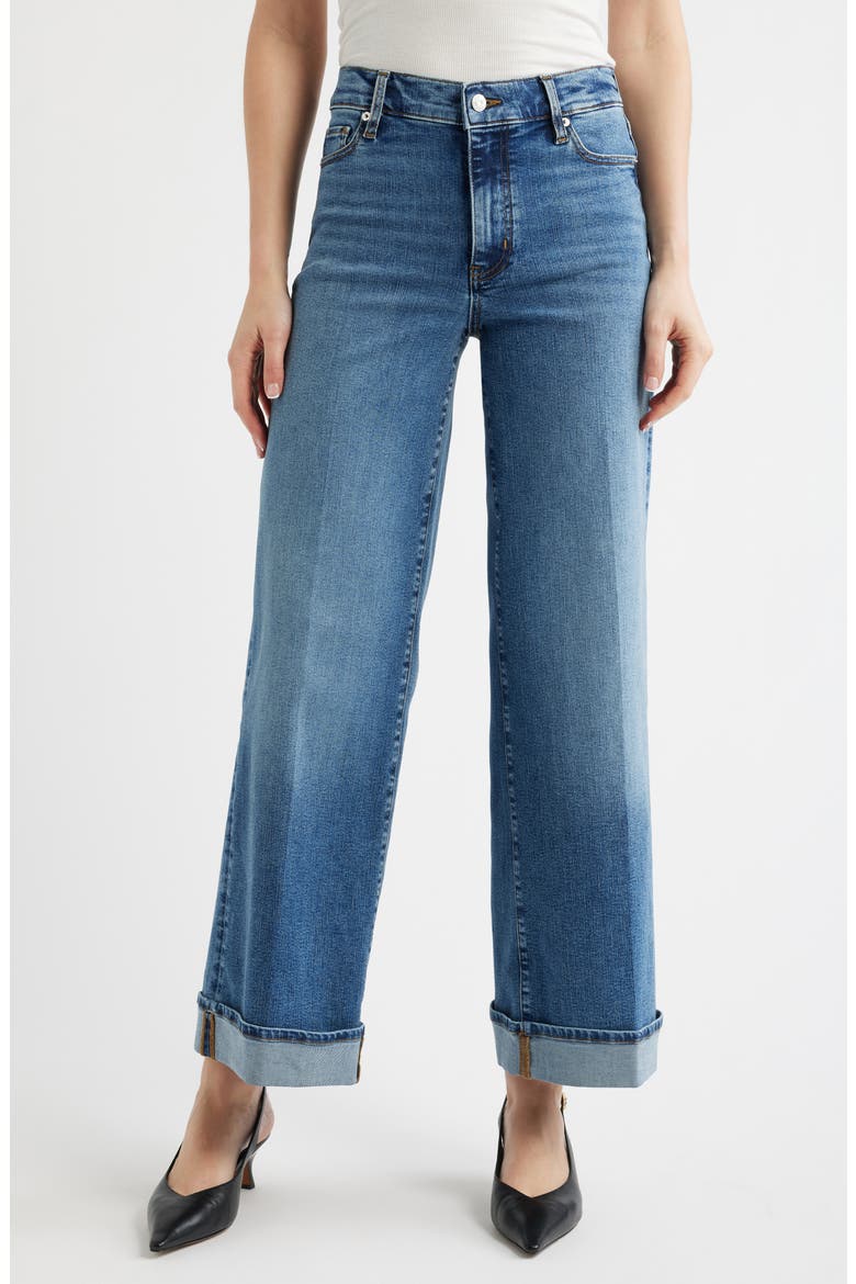 Le Slim Palazzo Cuffed High Waist Wide Leg Jeans, Main, color, CANALS