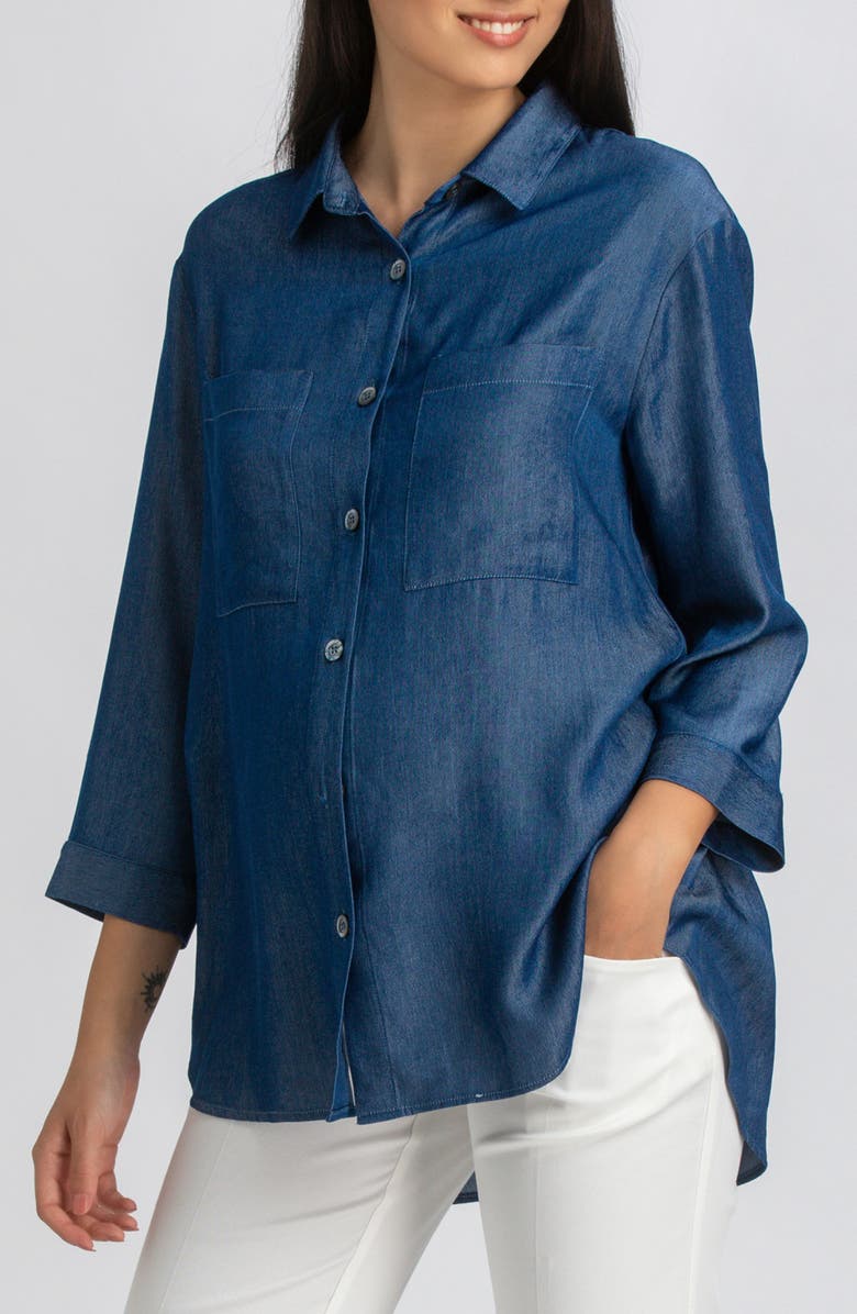 PIETRO BRUNELLI MATERNITY Chambray Button-Up Maternity Shirt, Alternate, color, Blue