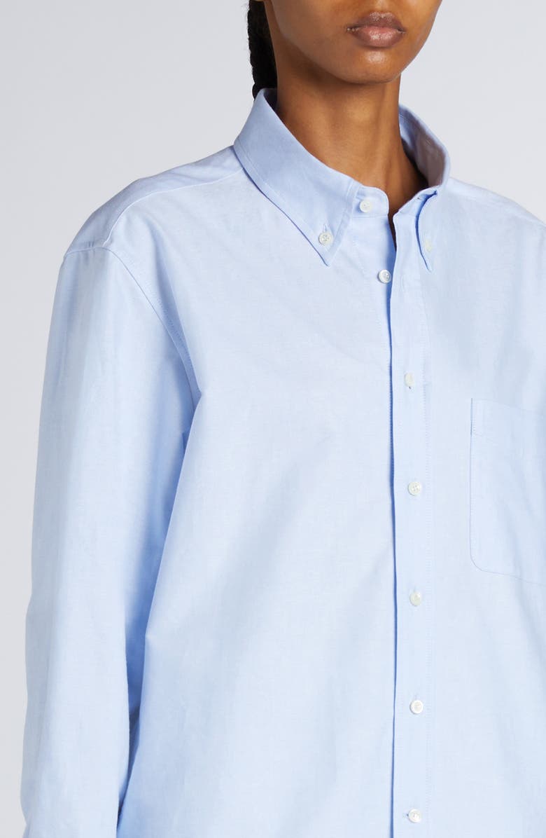 Moncler Cotton Button-Down Shirt, Alternate, color, Light Blue