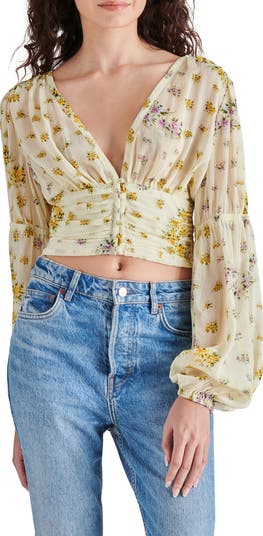 Steve Madden Leilani Floral Plunge Neck Crop Top | Nordstrom
