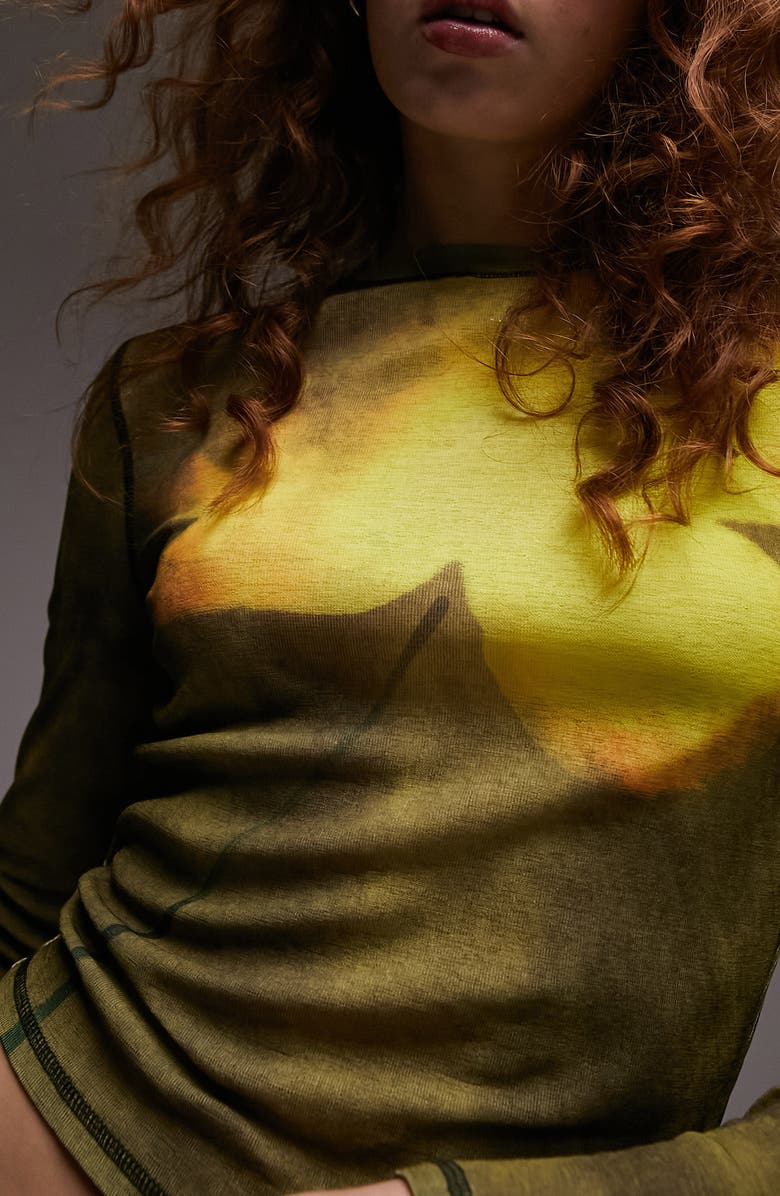 Topshop Floral Long Sleeve Graphic Tee, Alternate, color,