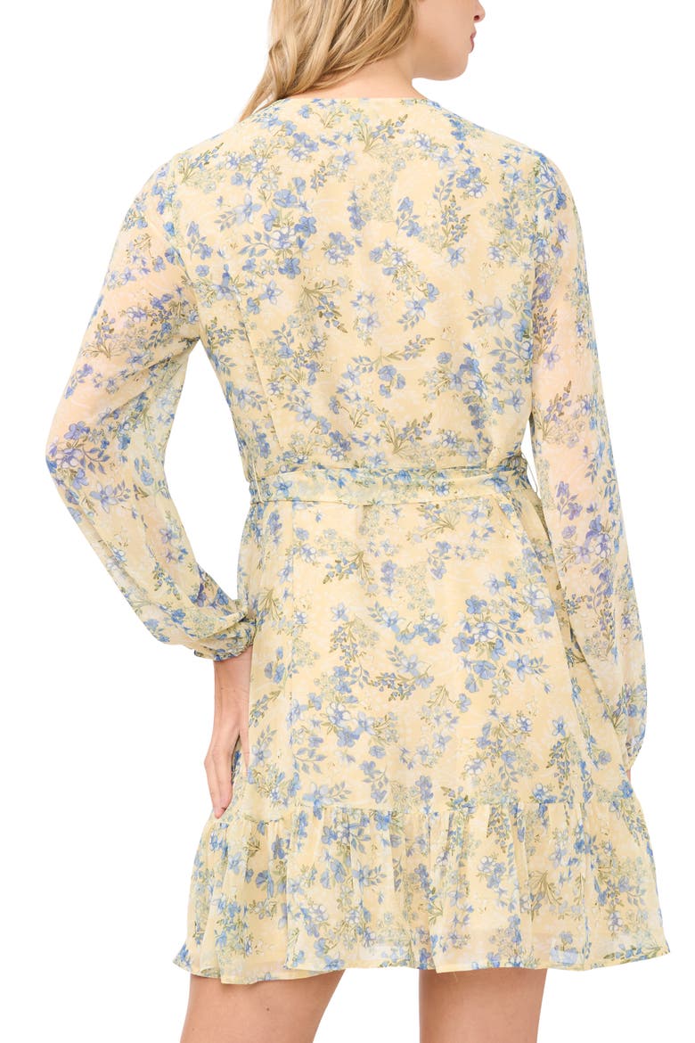 Floral Print Long Sleeve Minidress, Alternate, color, PASTEL YELLOW