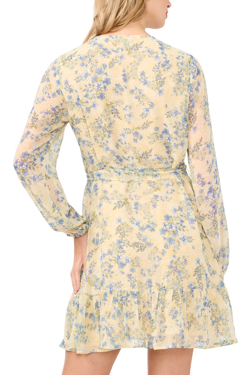 Halogen<sup>®</sup> Floral Print Long Sleeve Minidress, Alternate, color, Pastel Yellow