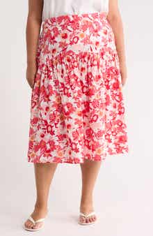 Caslon® Cotton Gauze Tiered Midi Skirt