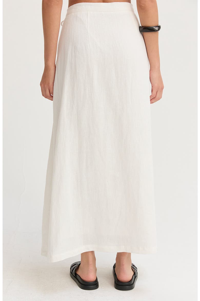 Faux Wrap Linen Maxi Skirt, Alternate, color, White