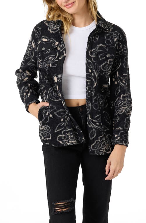 O'neill Zuma Print High Pile Fleece Shirt Jacket In Black