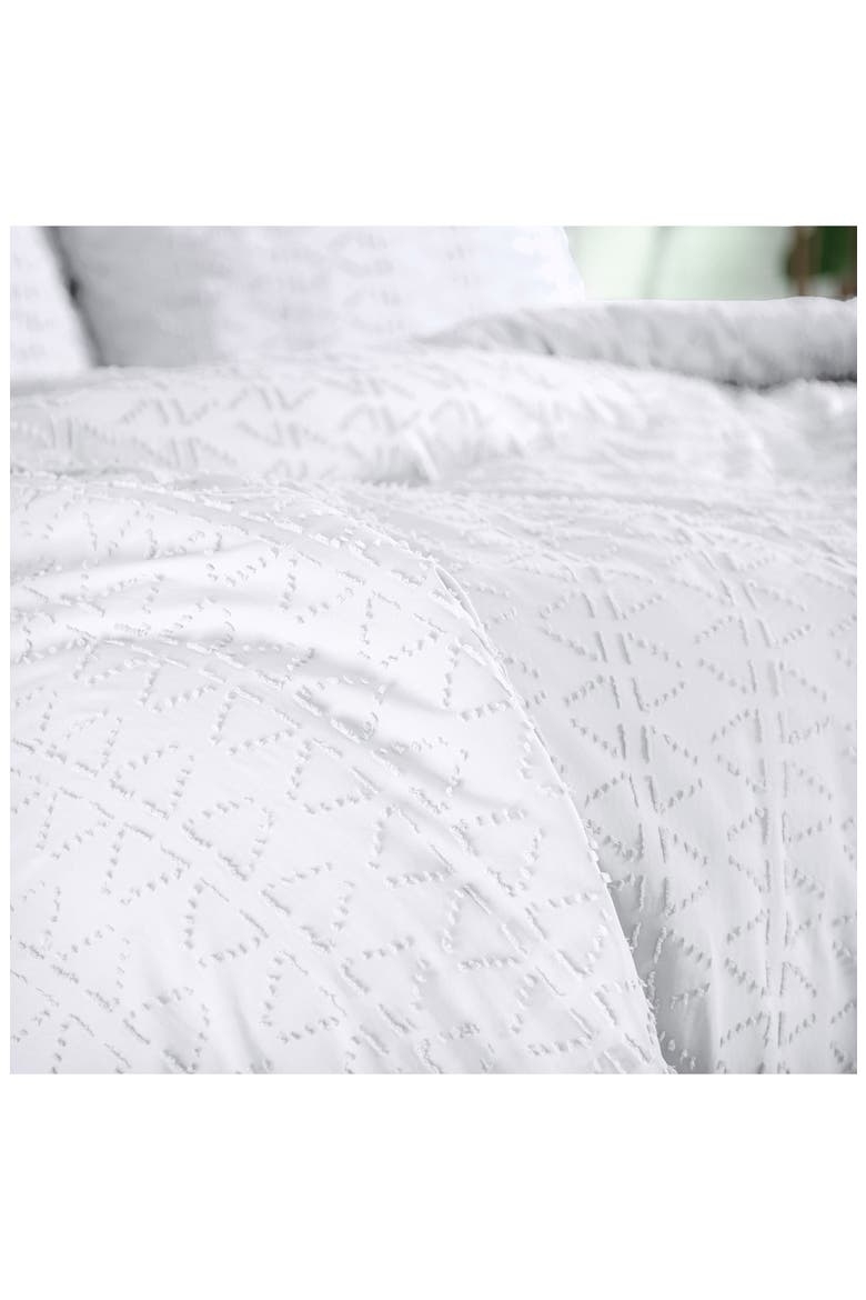 Bali Clipped Jacquard Duvet Cover, Alternate, color, WHITE