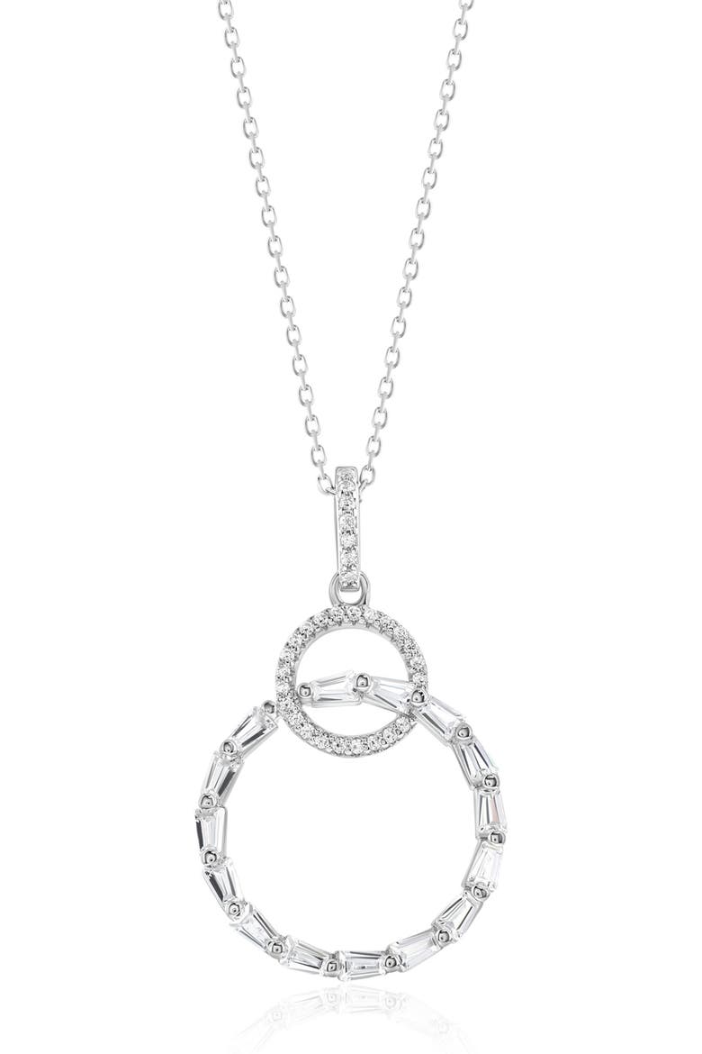 Cubic Zirconia Interlocking Circle Pendant Necklace, Main, color, WHITE