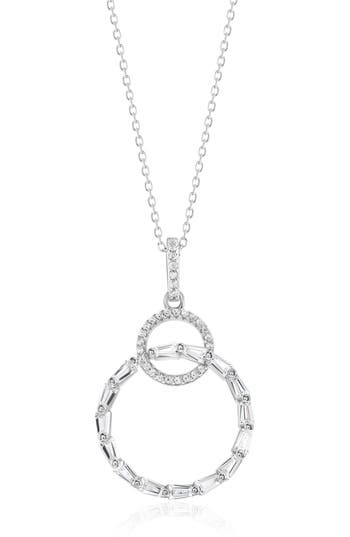 Suzy Levian Sterling Silver White Cubic Zirconia Interlocking Circle Pendant Necklace