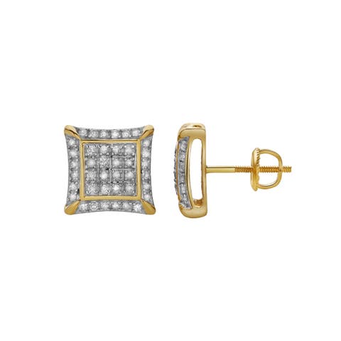 Maravilha 10K Yellow Gold Diamond Unisex Earrings - 0.33 Cts