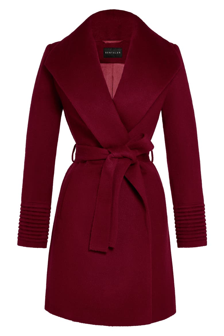 Shawl Collar Alpaca & Wool Coat, Alternate, color, GARNET RED