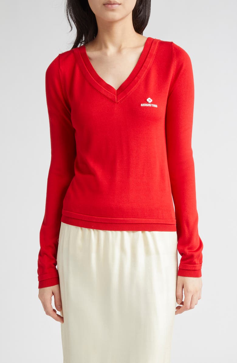 Shushu/Tong Logo Stitch Silk Sweater, Main, color, 