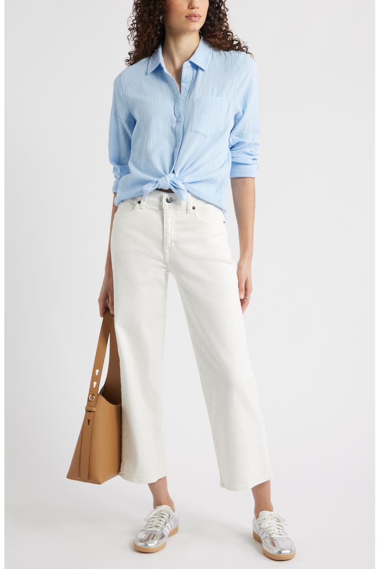 Casual Gauze Button-Up Shirt, Alternate, color, BLUE WINDSURFER