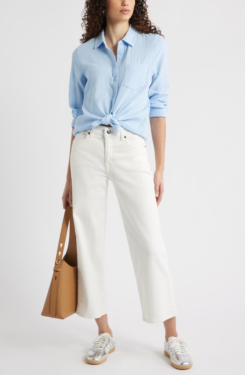 Caslon<sup>®</sup> Casual Gauze Button-Up Shirt, Alternate, color, Blue Windsurfer