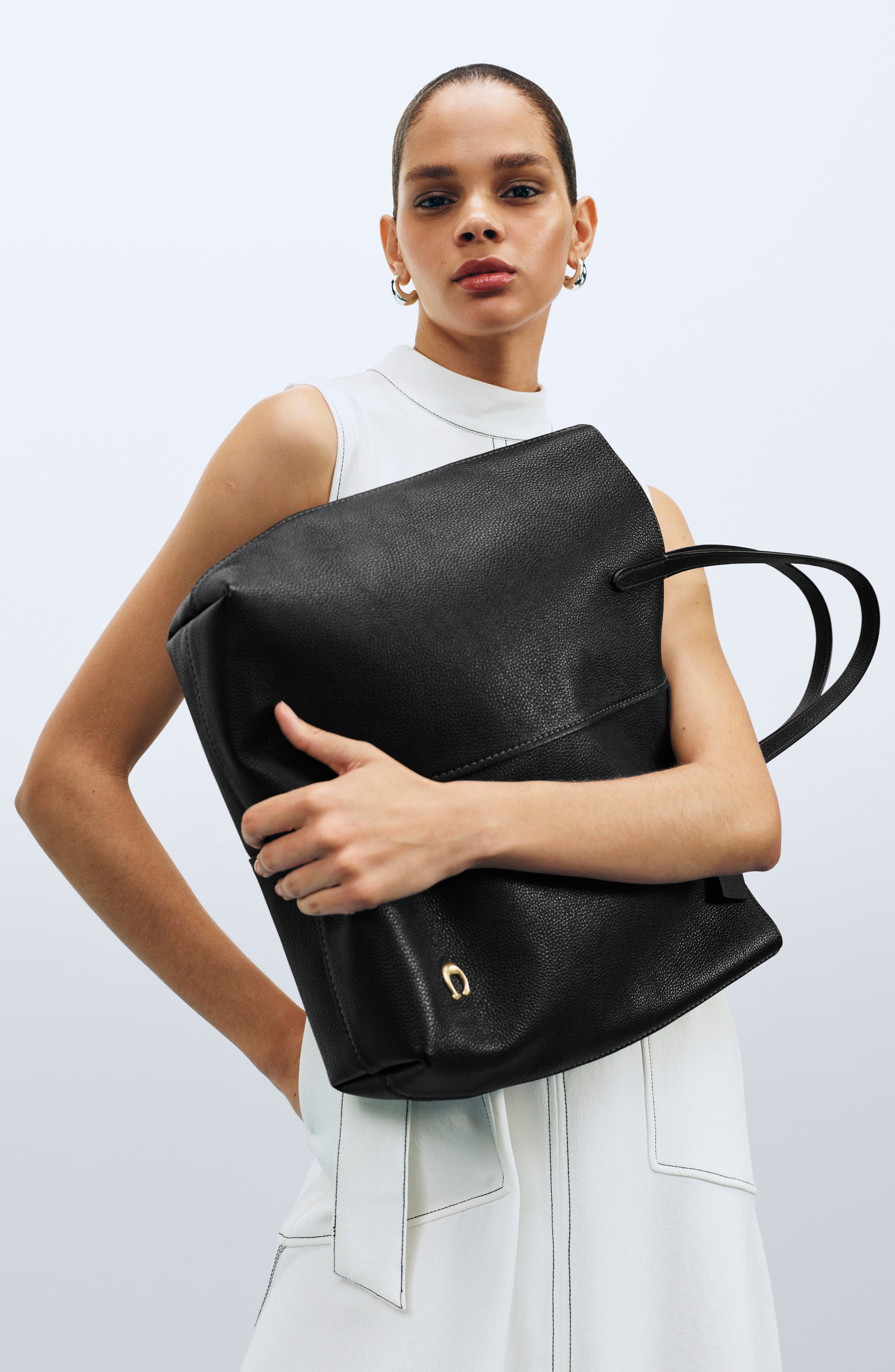 COACH North Pebbled Leather Tote, Alternate, color, 