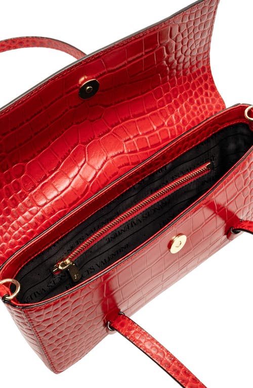 Frances Valentine Amalie Croc Embossed Leather Shoulder Bag In Red