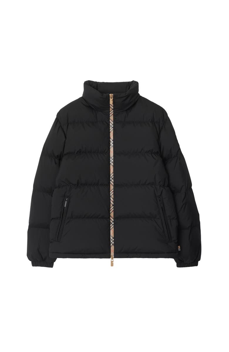 Burberry Checker-tape Snowdon Puffer Jacket, Alternate, color, Black