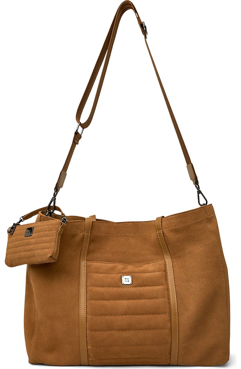 THINK ROYLN Boss Lady Tote, Alternate, color, Camel Suede
