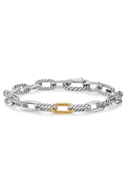 DY Madison® Chain Bracelet in Sterling Silver with 18K Yellow Gold, 8.5mm
