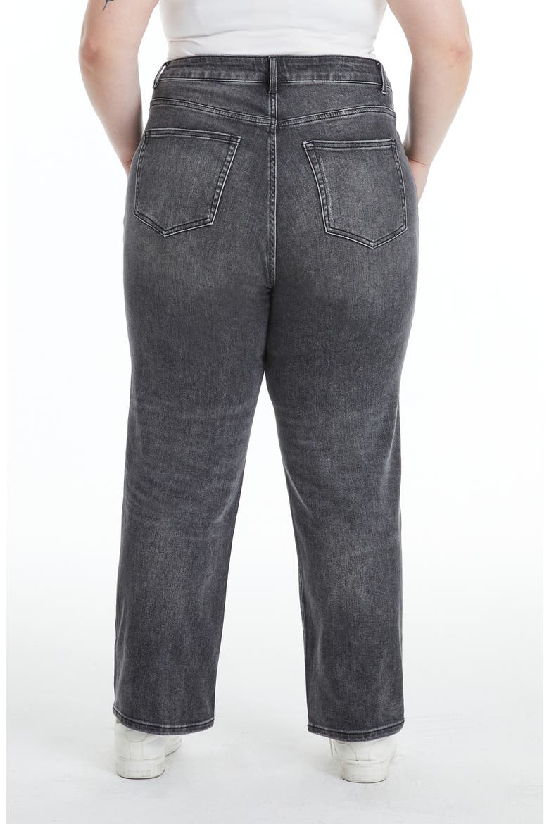 High Waist Straight Leg Jeans, Alternate, color, BLACK STONE