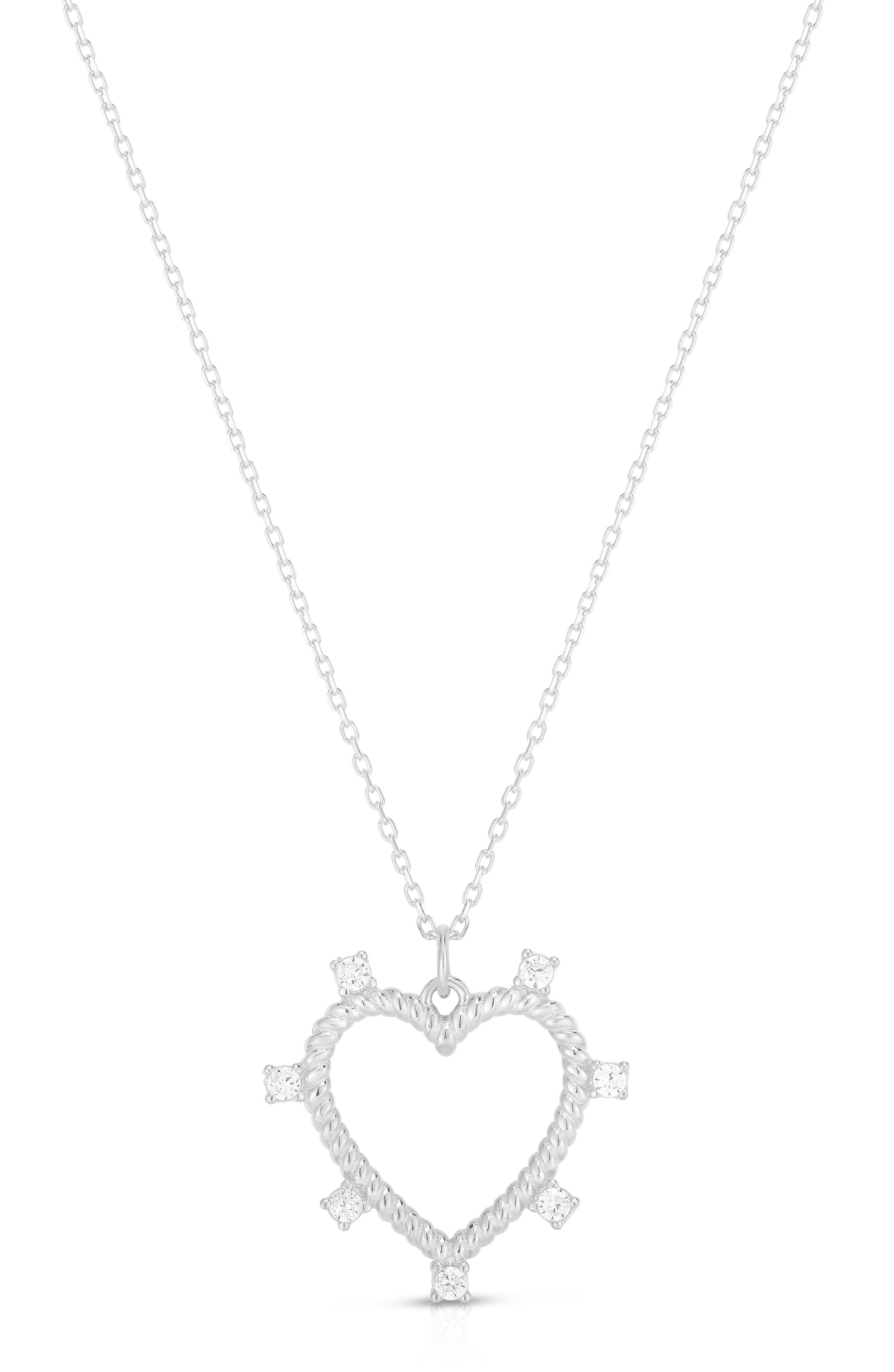 SPHERA MILANO Cubic Zirconia Open Heart Pendant Necklace