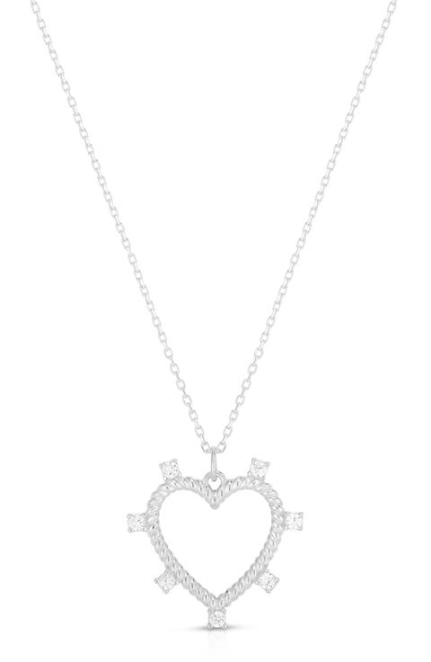 Cubic Zirconia Open Heart Pendant Necklace