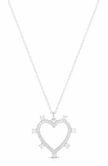 Cubic Zirconia Open Heart Pendant Necklace