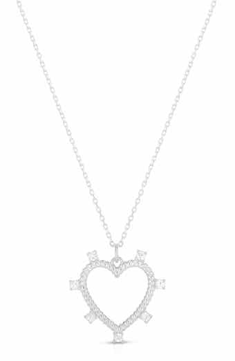 Cubic Zirconia Open Heart Pendant Necklace