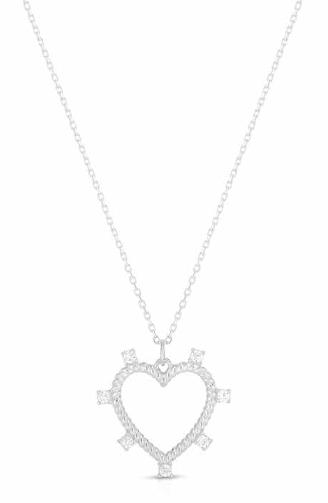 SPHERA MILANO Cubic Zirconia Open Heart Pendant Necklace