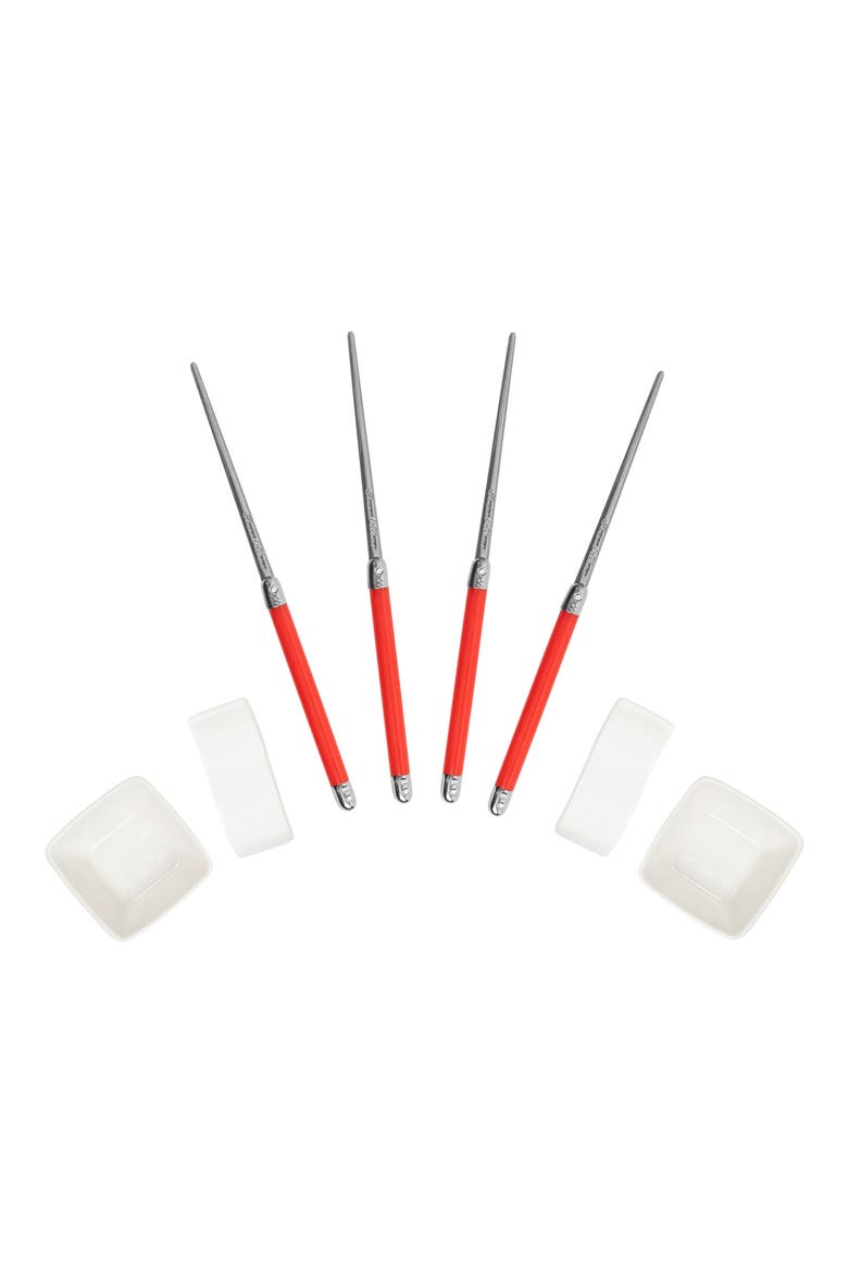 8-Piece Chopsticks, Soy Sauce Bowls & Rest Set, Alternate, color, RED