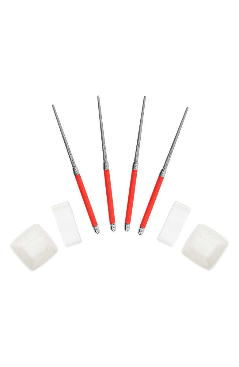 FRENCH HOME 8-Piece Chopsticks, Soy Sauce Bowls & Rest Set, Alternate, color, Red