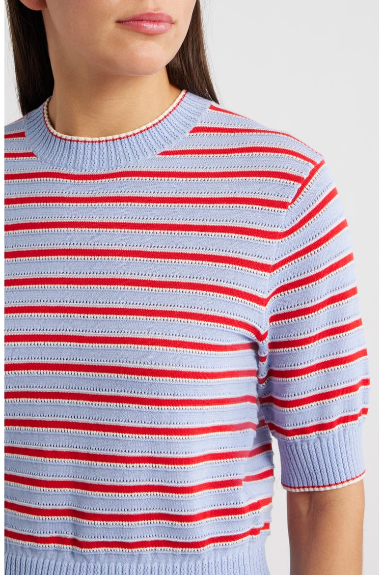 Textural Stitch Crewneck Sweater, Alternate, color, LIGHT BLUE TRIO STRIPE