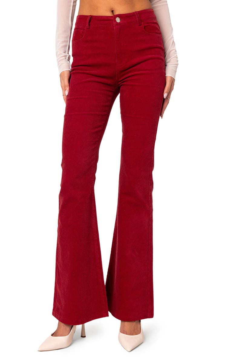 EDIKTED Tony Corduroy Flared Pants, Main, color, 