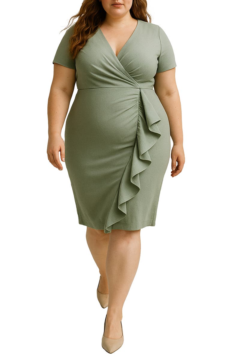 Standards & Practices Ruffle Faux Wrap Dress, Main, color, 