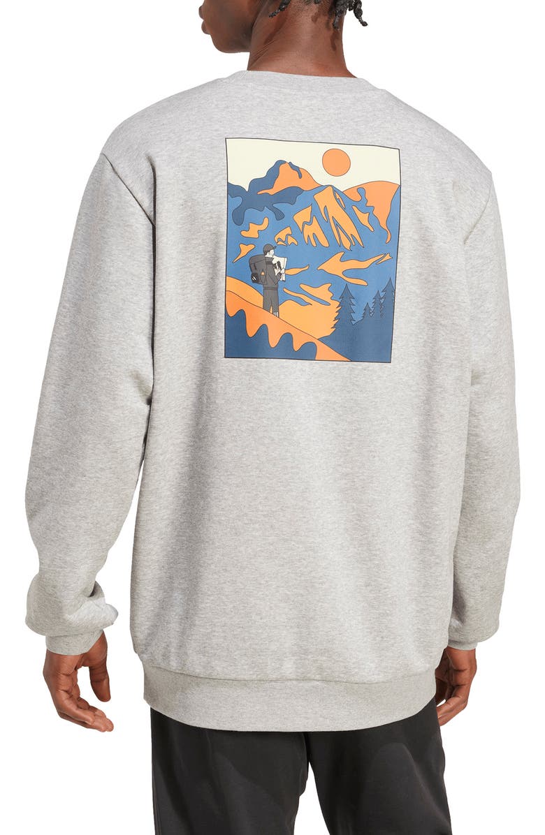 adidas Graphic Hike Sweatshirt, Alternate, color, Medium Grey Heather