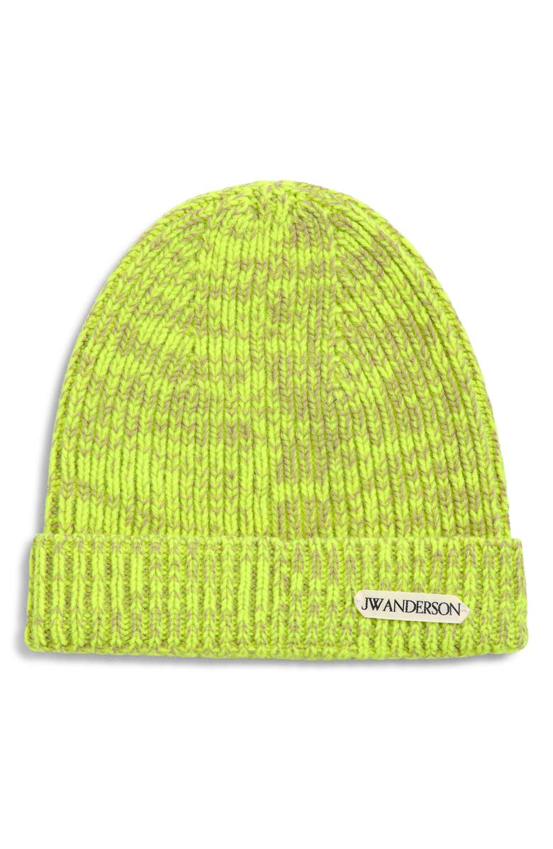 JW Anderson Wool Blend Mouline Beanie, Main, color, Neon Yellow