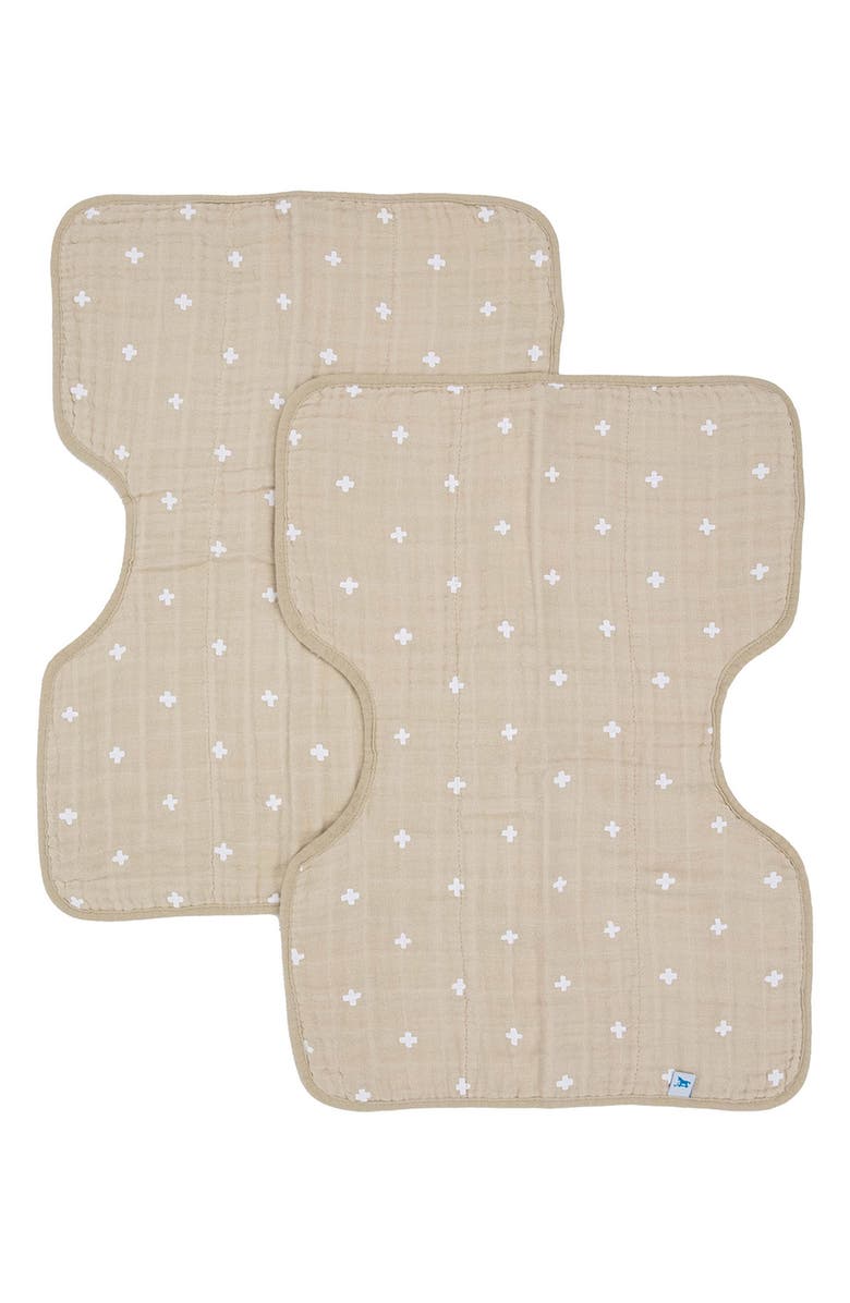 little unicorn Assorted 2-Pack Cotton Muslin Burp Cloths, Alternate, color, Taupe Cross
