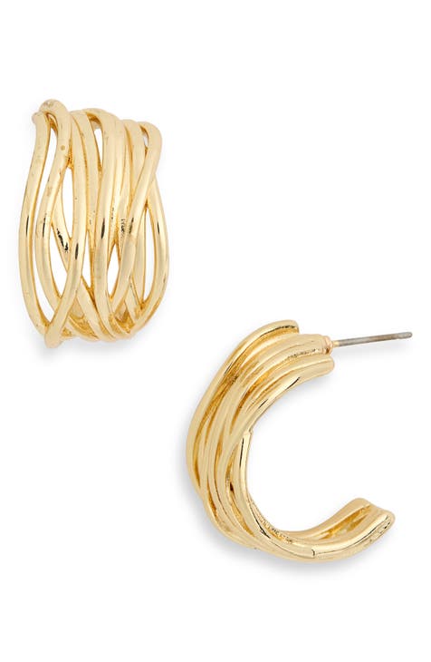 Sculpted Strand Hoop Earrings