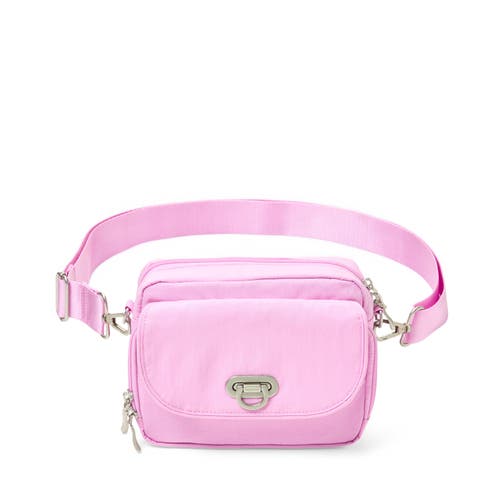Shop Baggallini Coastal Flip Lock Camera Bag Crossbody In Hibiscus Pink